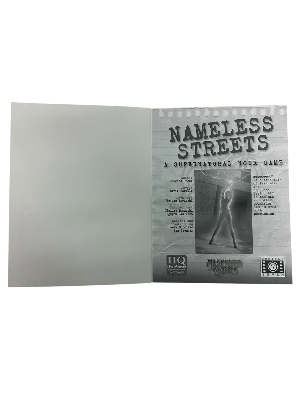 Cubicle7 RPG Nameless Streets - A Supernatural Noir Game EX